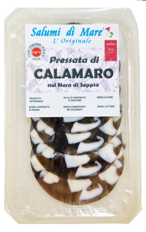 Sliced squid soppressata in cuttlefish ink 6 x 50gr